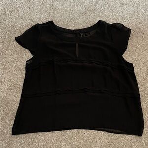 Petticoat Alley Black Short Sleeve Sheer Layered Blouse